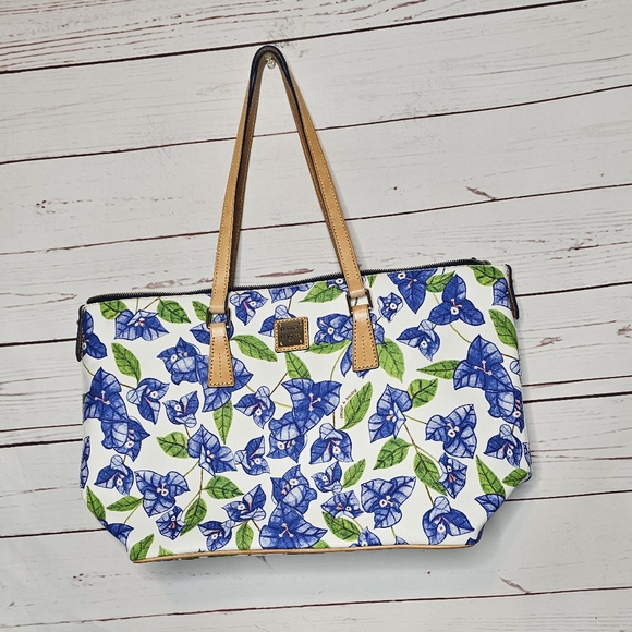Dooney & Bourke Blue Bougainvillea Floral Handbag - Picture 15 of 15